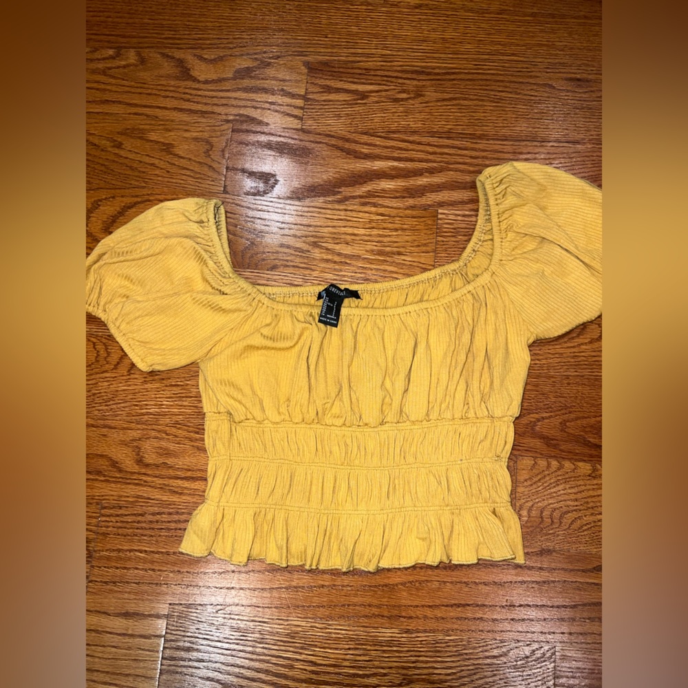 Forever 21 Gold Smocked Blouse